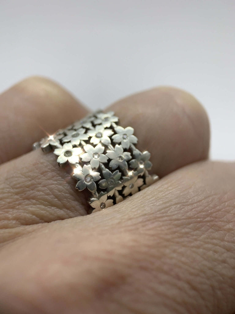 4Row little Sakura ring with Tiny Diamonds - Ceeb Wassermann Jewellery