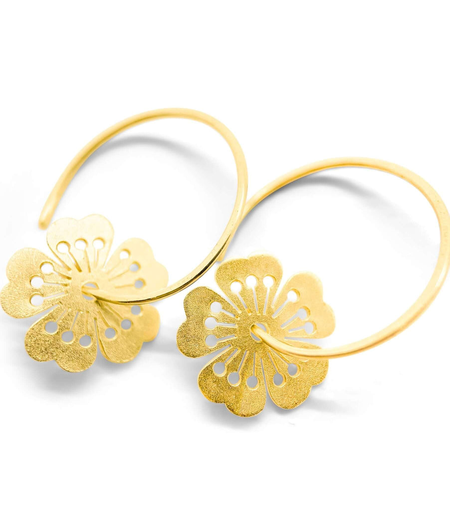 Little sakura flowers on hoops - Ceeb Wassermann Jewellery