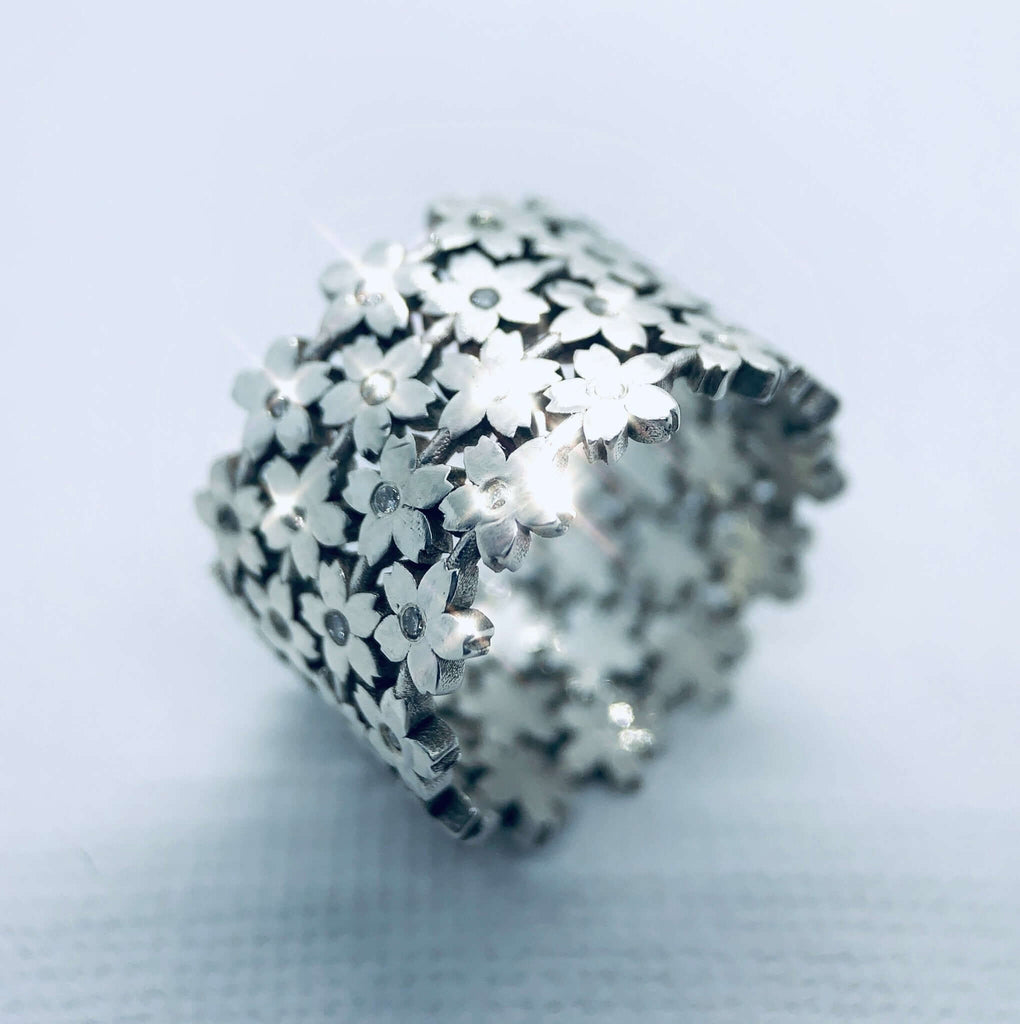 4Row little Sakura ring with Tiny Diamonds - Ceeb Wassermann Jewellery