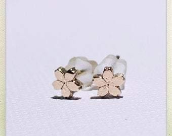 Tiny Sakura Flower #4 Stud Earrings in Rose Gold - Ceeb Wassermann Jewellery