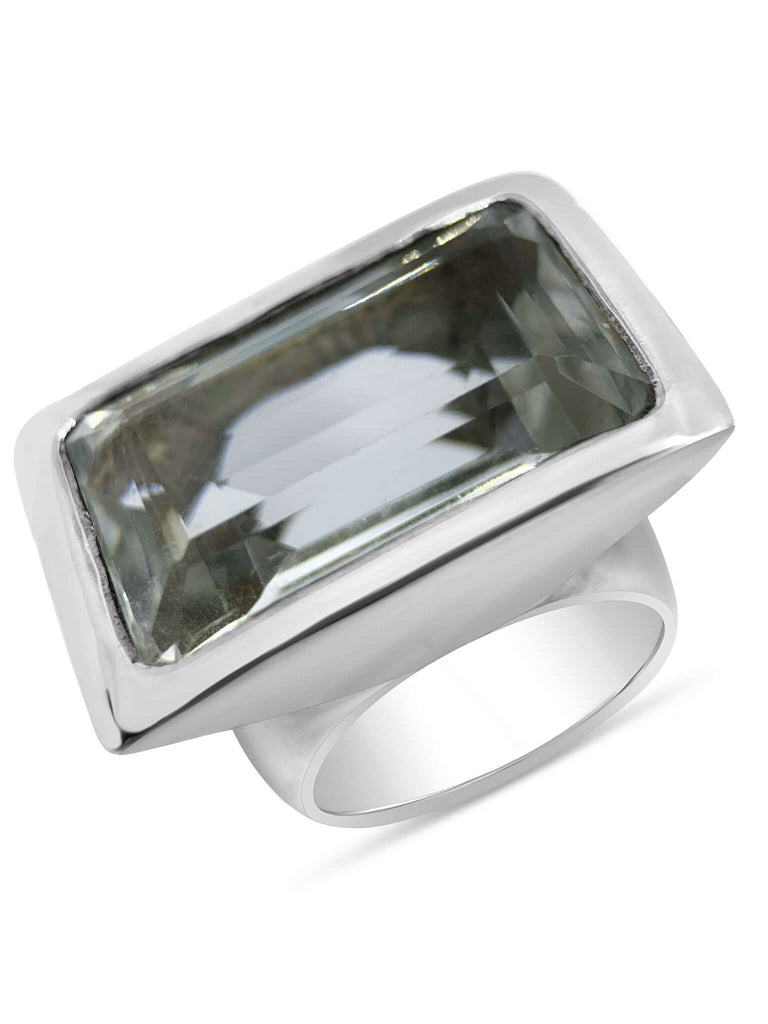 Sterling Silver with rectangular Emerald Cut Clear Quarz - Ceeb Wassermann Jewellery