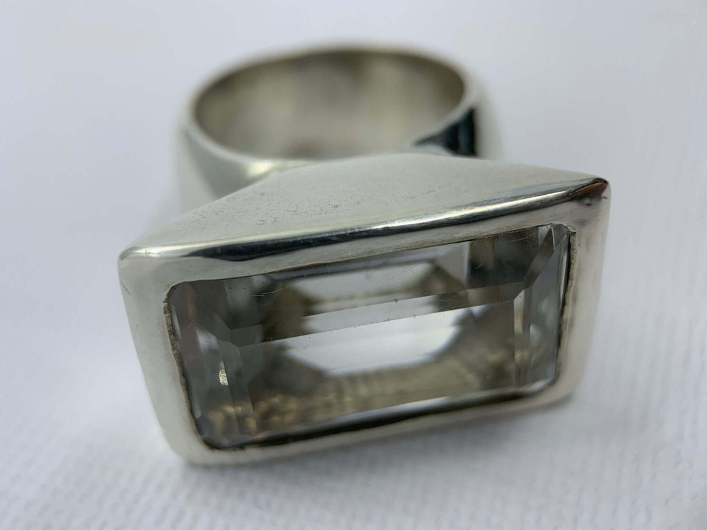 Sterling Silver with rectangular Emerald Cut Clear Quarz - Ceeb Wassermann Jewellery